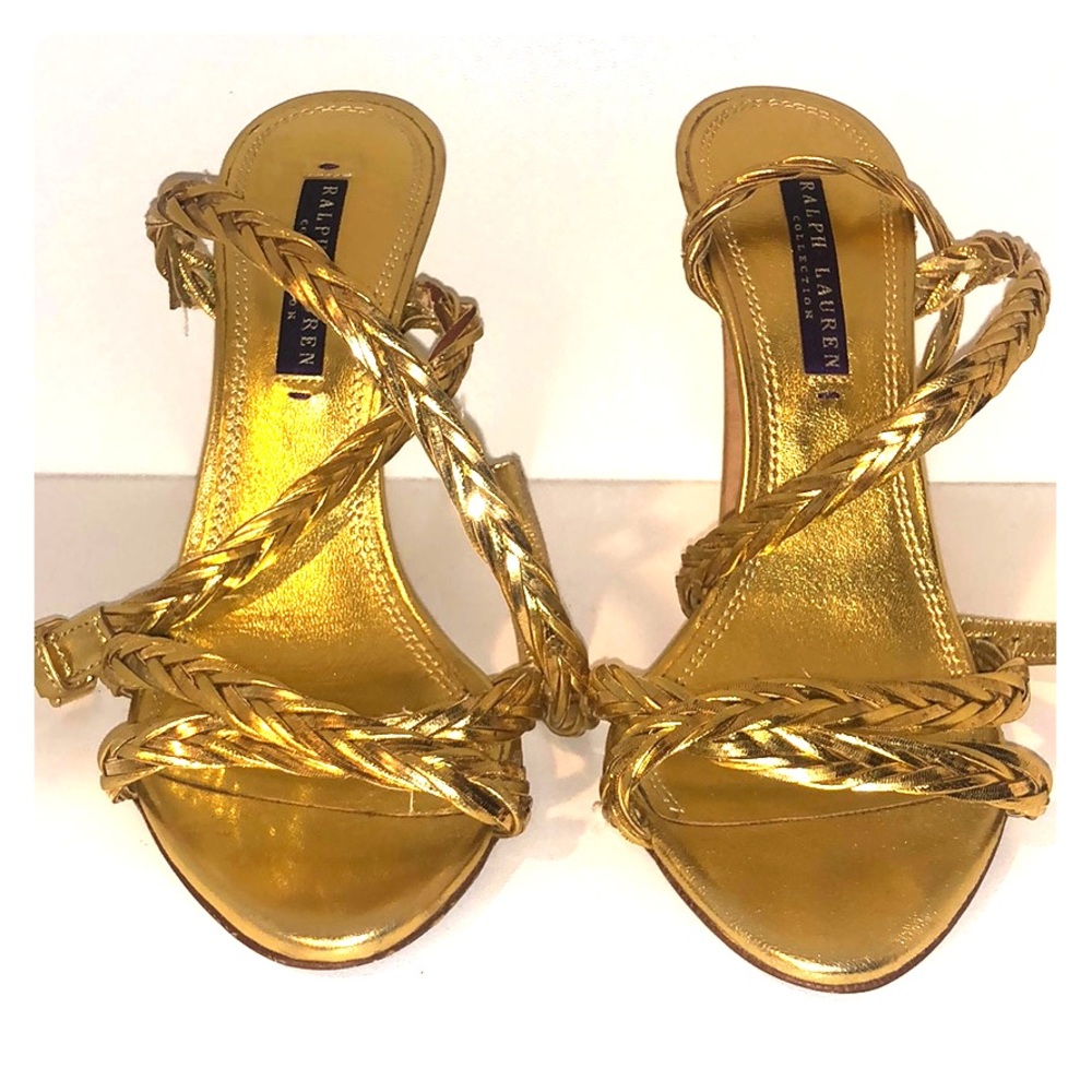 Ralph Lauren Collection metallic gold sandals